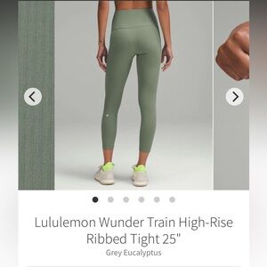 Lululemon Wunder Train High-Rise Ribbed Tight 25" - Grey Eucalyptus. Size 4. NWT